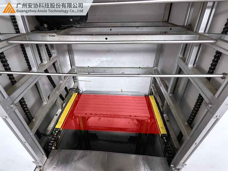 后厨杂物梯依靠安全光栅实现门区防护.jpg